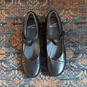 Dansko Women's Fauna Black Leather Mary Jane Mules